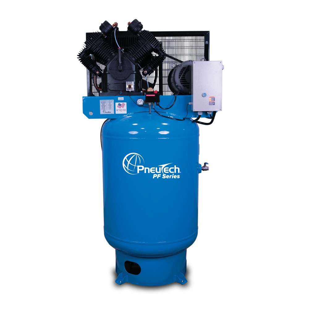 PneuTech PF Series 7 5HP 80 Gallon Vertical Two Stage Compressor Full pneutech-pf-series-7-5hp-80-gallon-vertical-two-stage-compressor-full