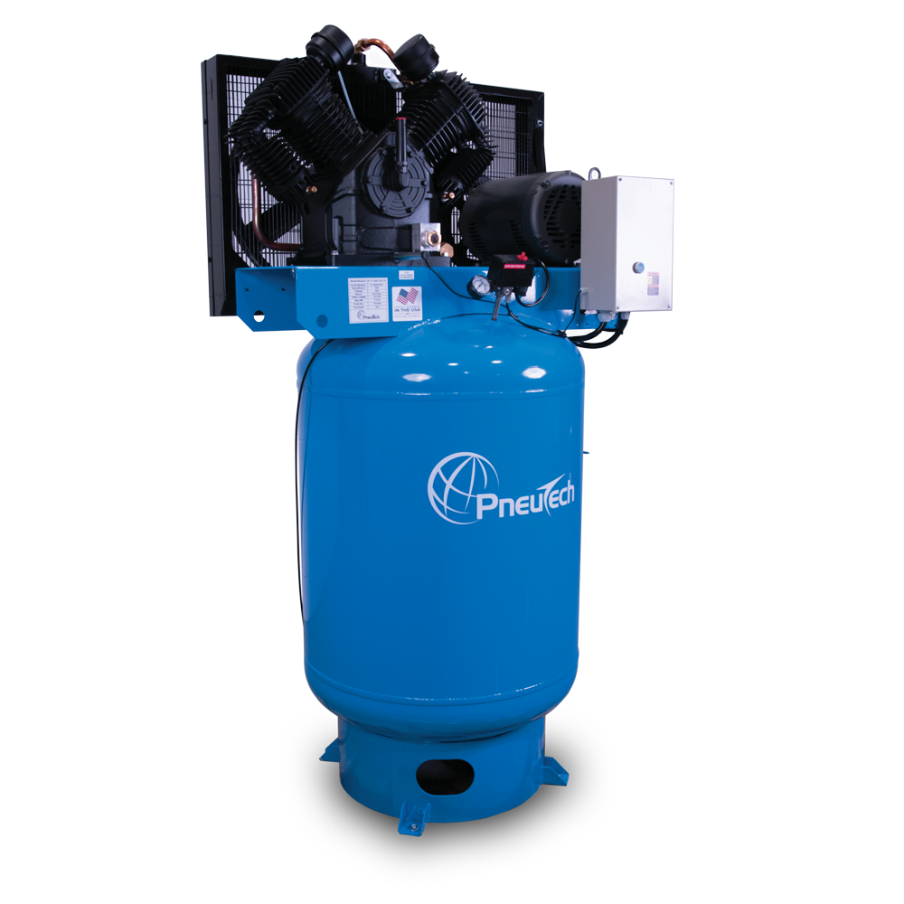PneuTech PF Series 7.5HP 80 Gallon Vertical Two Stage Compressor 230/1 (Fully Packaged)