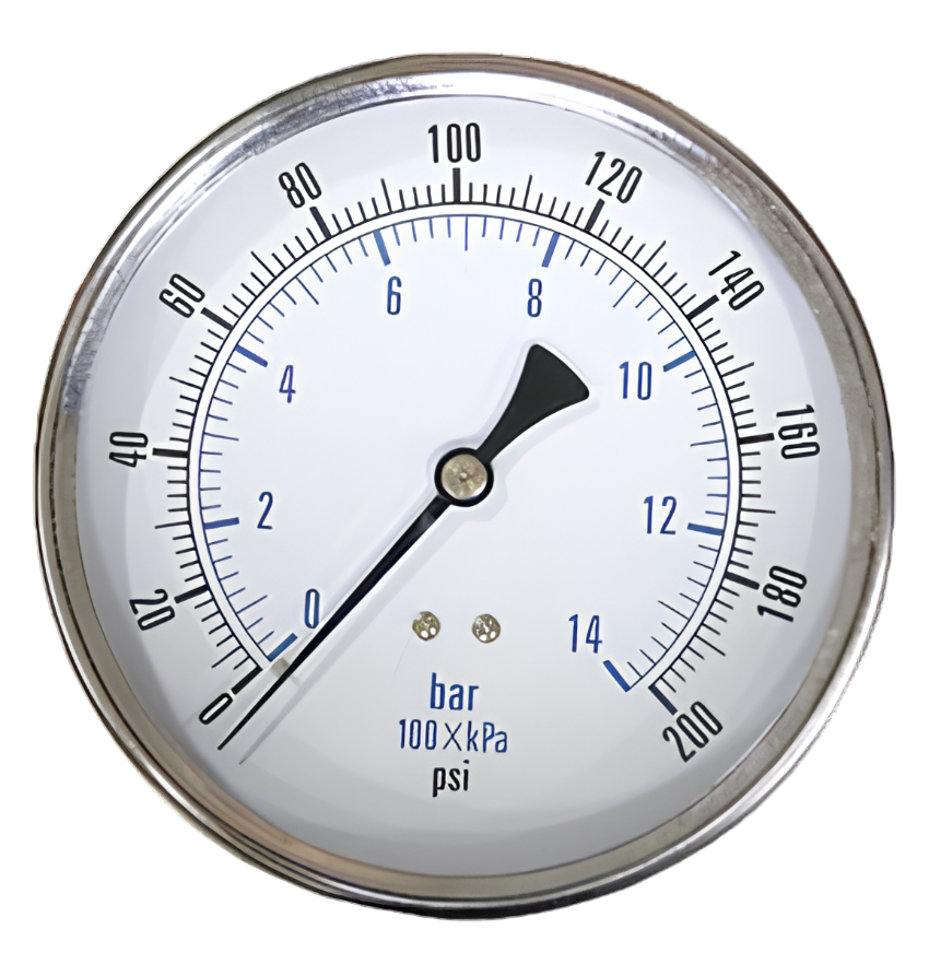 PneuTech 2.5" Back Mount Pressure Gauge 300 PSI